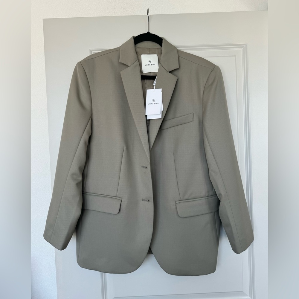 ANINE BING GREEN KHAKI QUINN BLAZER